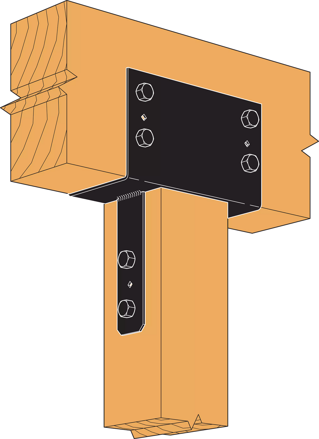 Simpson CC66PC CCPC Black Powder-Coated Column Cap for 6x Beam, 6x Post