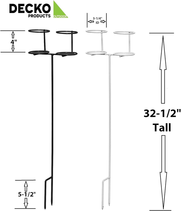 Decko Outdoor 30252 Heavy Duty Double Beverage Holder, White/Black, 2-Pack