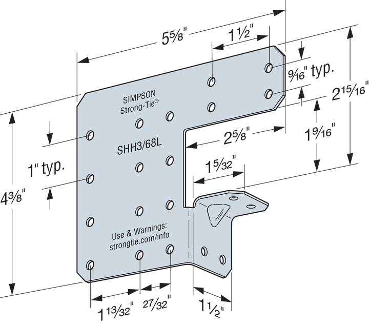 Simpson SHH3/68-KT24 SHH 4-3/8 in. x 5-5/8 in. 68-mil Galvanized Steel Header Hanger 24-Qty