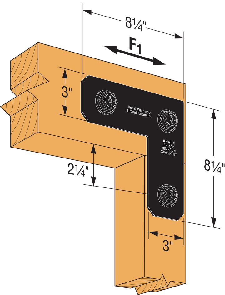 Simpson APVL4 Outdoor Accents Avant Collection ZMAX, Black Powder-Coated L Strap for 4x4