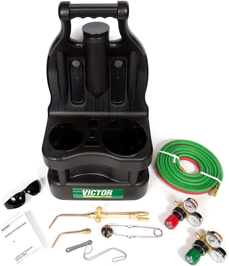 TurboTorch 0384-0945 G150 J-P Light Duty Gas Welding Outfit Tote Kit Without Tanks, R150-200/R150-540 Gas Regulators, 103-01FP Torch Handle, Striker, 12.5' - 3/16" Hose, Goggles, Tank Key