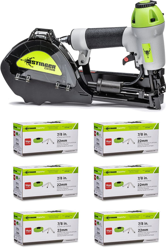 STINGER CS150B Pneumatic Cap Stapler Kit, Stapler & 12000 Cap Staples