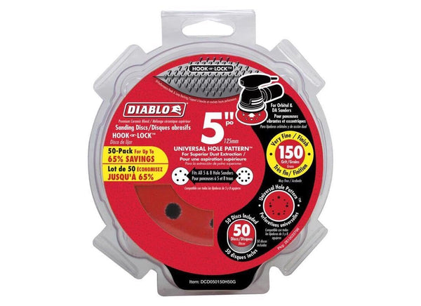 Diablo DCD050150H50G 5" 150-Grit Hook & Lock™ ROS Sanding Discs (50-pk)