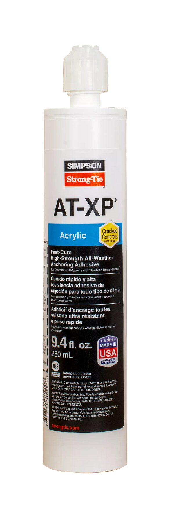 Simpson AT-XP10 AT-XP 9.4-oz. High-Strength Acrylic Anchoring Adhesive Cartridge w/ Nozzle