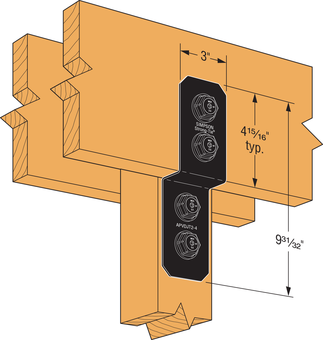 Simpson APVDJT2-4 Outdoor Accents Avant Collection 3 in. ZMAX, Black Powder-Coated Deck Joist Tie for 2x