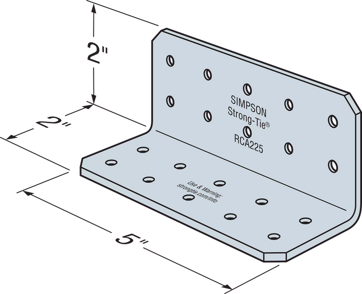 Simpson RCA225/54-R90 RCA 2 in. x 2 in. x 5 in. 16-Gauge Galvanized Rigid Connector Angle 90-Qty