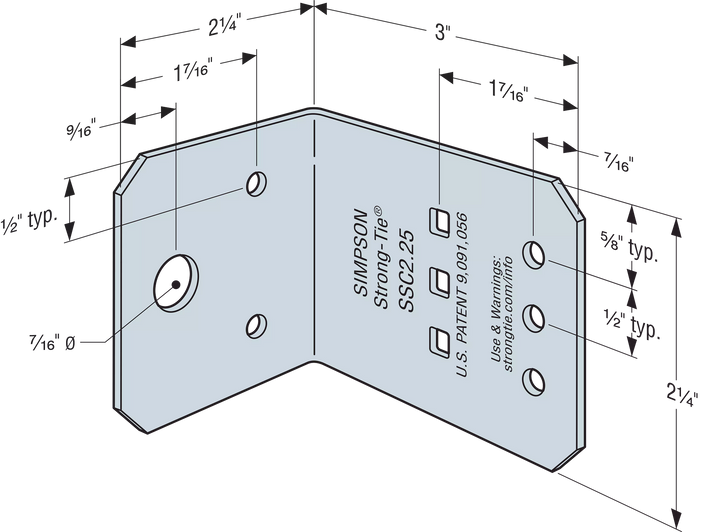 Simpson SSC2.25-R125 SSC 2-1/4 in. 14-Gauge Galvanized Steel-Stud Clip 125-Qty