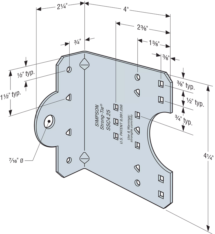 Simpson SSC4.25-R50 SSC 4-1/4 in. 14-Gauge Galvanized Steel-Stud Clip 50-Qty