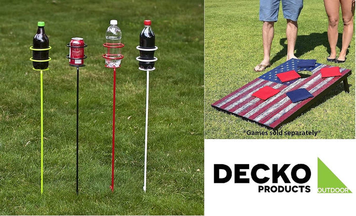 Decko Products 30251 Heavy Duty Outdoor Beverage/Drink Holder Stakes, 4-Count, Multiple Colors