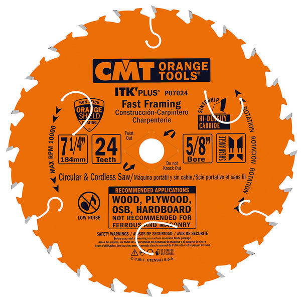 CMT Orange Tools P07018-X10 ITK-PLUS FAST FRAMING 7-1/4”x5/8”<> (10-PC. BULK MASTERPACK)