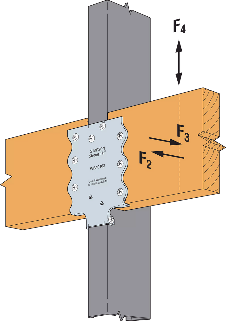 Simpson WBAC162-R50 WBAC Wood Backing Steel Connector for 1-1/4 in. to 1-5/8 in. Flange 50-Qty