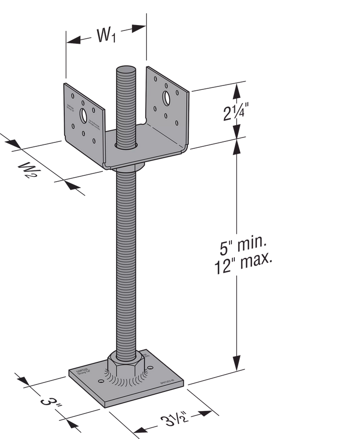 Simpson PPBF44 PPBF Adjustable Porch Post Base for 4x4