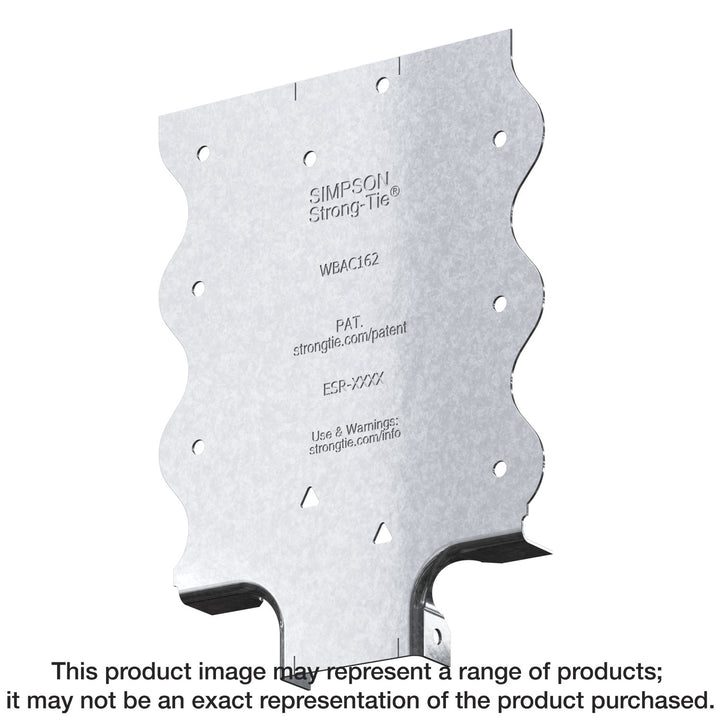 Simpson WBAC162-R50 WBAC Wood Backing Steel Connector for 1-1/4 in. to 1-5/8 in. Flange 50-Qty