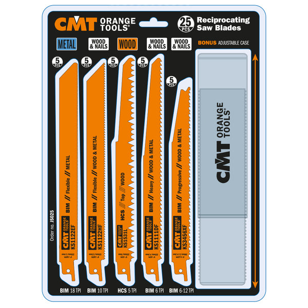 CMT Orange Tools JS025 RECIPROCATING SAW BLADE SET  (25-PCS.)