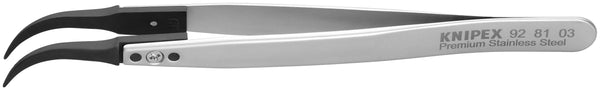 Knipex 92 81 03 5-1/4" Premium Stainless Steel Gripping Tweezers-60°Angled-Pointed Tips
