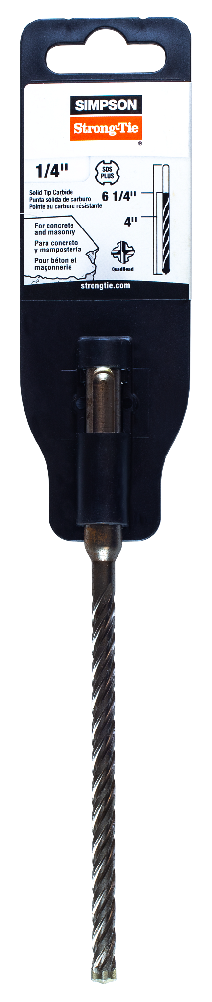 Simpson MDPL02506S 1/4 in. x 6-1/4 in. SDS-plus Shank Solid-Tip Carbide Drill Bit