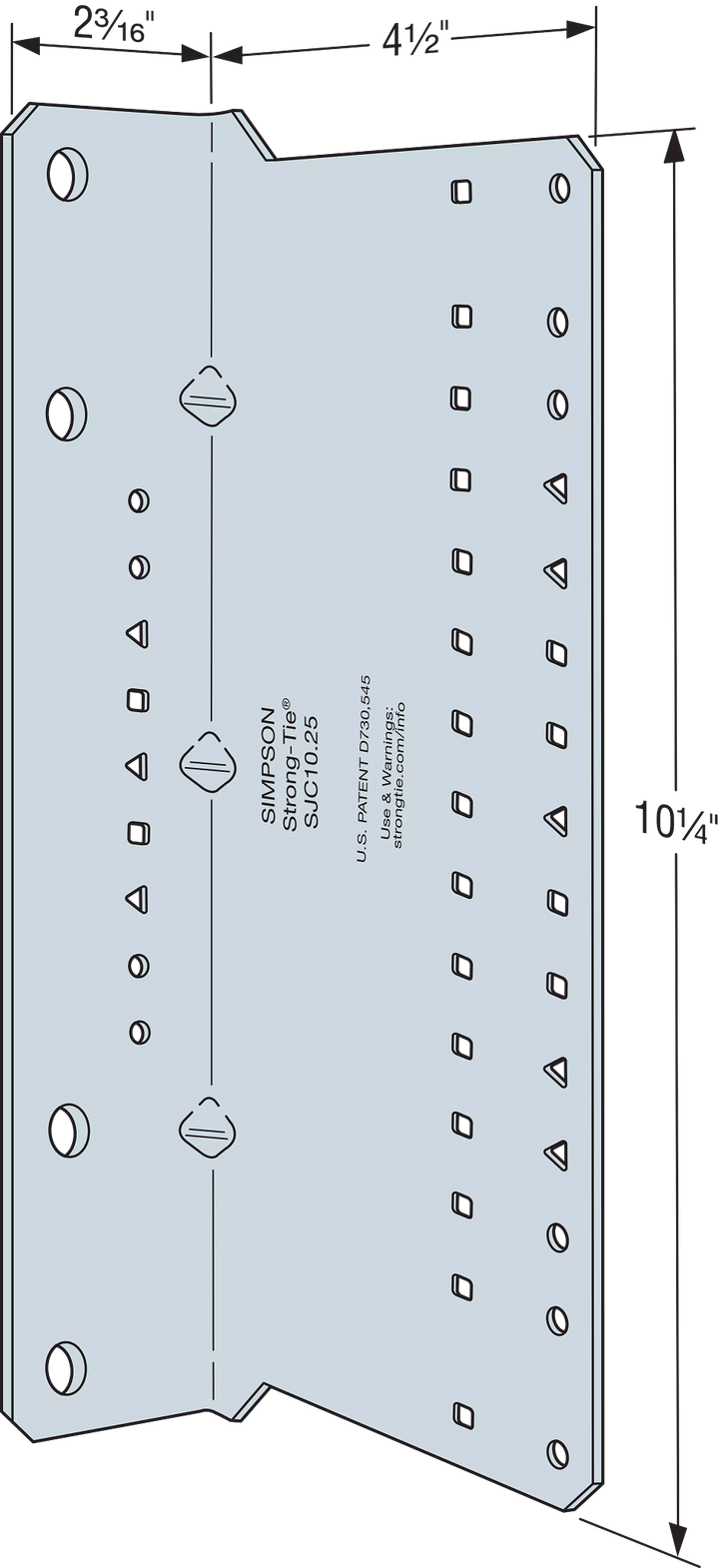 Simpson SJC10.25-R15 SJC 2 in. x 4-1/2 in. x 10-1/4 in. 14-Gauge Galvanized Steel-Joist Connector 15-Qty