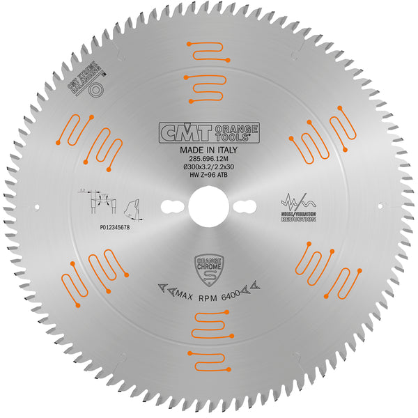 CMT Orange Tools 285.672.12 FINE FINISH 12”x0.126”/0.087”x1”  T=72 ATB