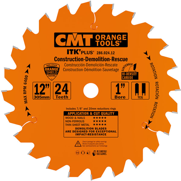 CMT Orange Tools 286.024.14 CONSTRUCTION/DEMOLITION/RESCUE 14’’x1”  T=24 TCG (-5° NEG)