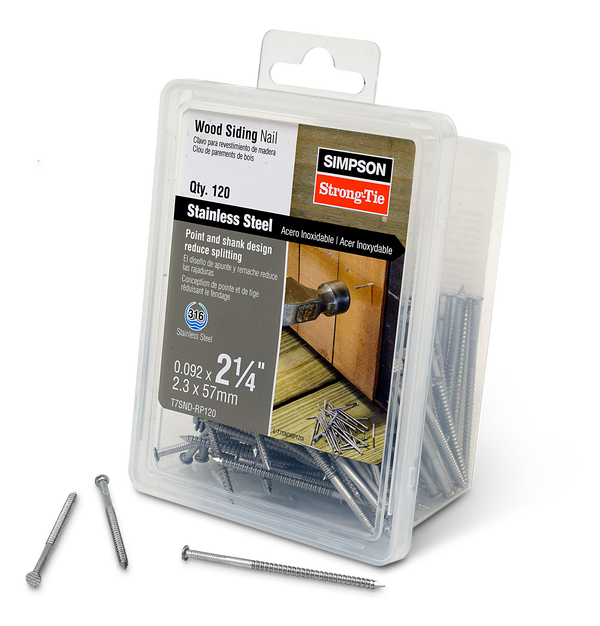 Simpson T7SND-RP120 Wood Siding Nail — 2-1/4 in. x .092 in. Type 316 Stainless Steel 120-Qty