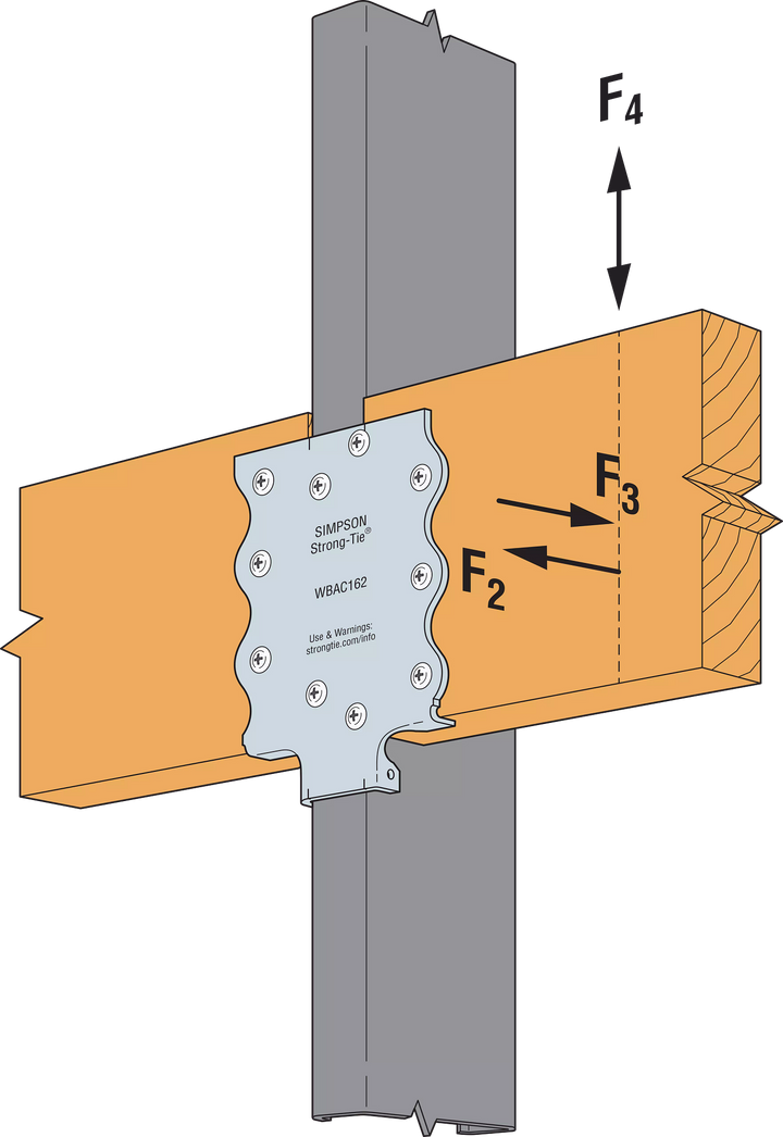 Simpson WBAC162-R50 WBAC Wood Backing Steel Connector for 1-1/4 in. to 1-5/8 in. Flange 50-Qty