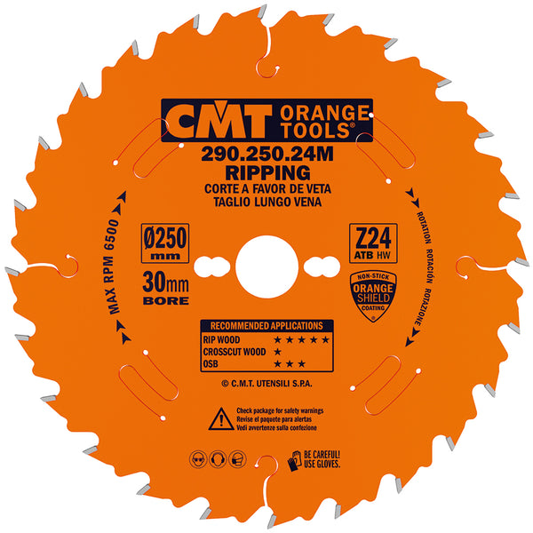 CMT Orange Tools 290.210.24M GENERAL PURPOSE 8-1/4”x0.110”/0.071”x30mm  T=24 ATB