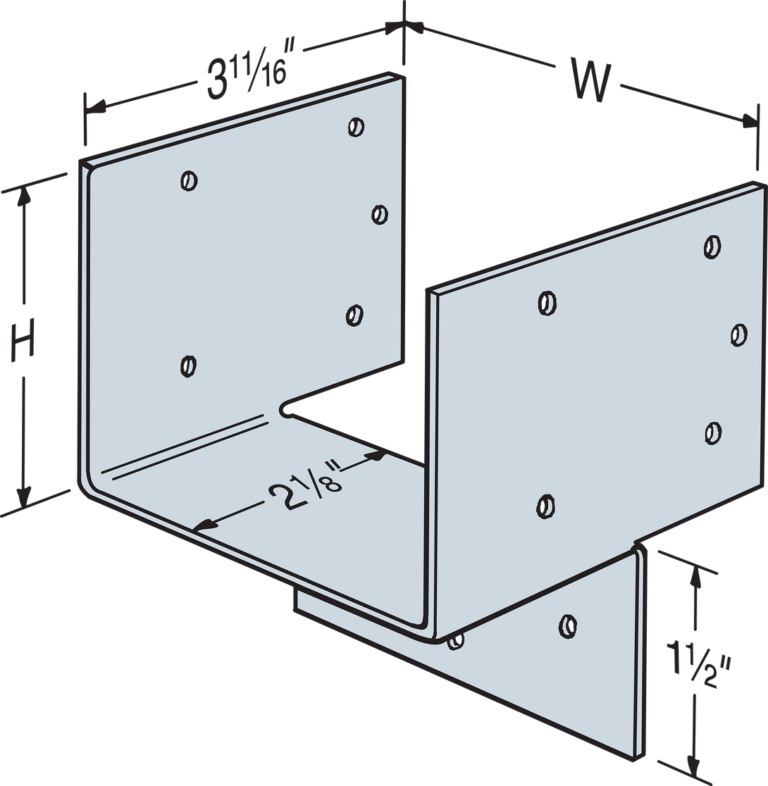 Simpson HH4 HH Galvanized Header Hanger for 4x