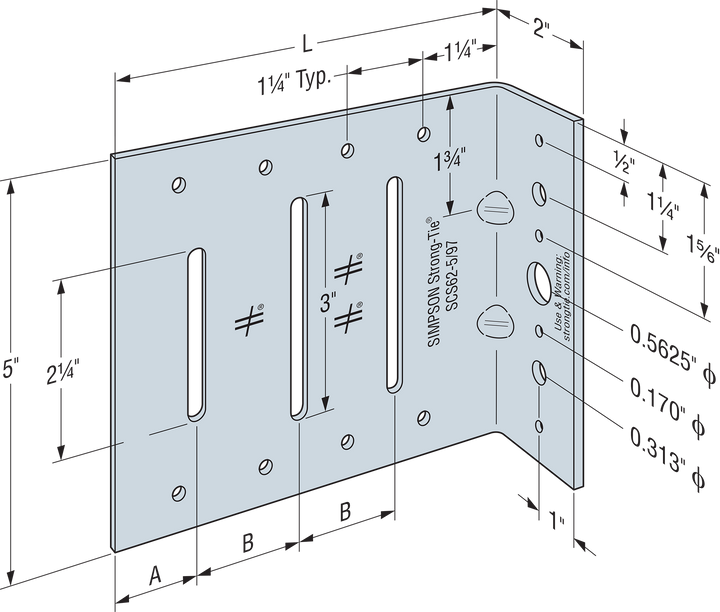 Simpson SCS62-5/118-KT25 SCS 2 in. x 6 in. x 5 in. 10-Gauge Seismic Bypass Framing Slide Clip w/ Screws 25-Qty