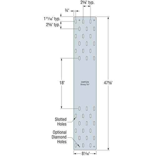 Simpson Strong-Tie MTWS48-5.5 MTW TENSION STRAP 5 7/16 X 47 5/8 X 7 GA