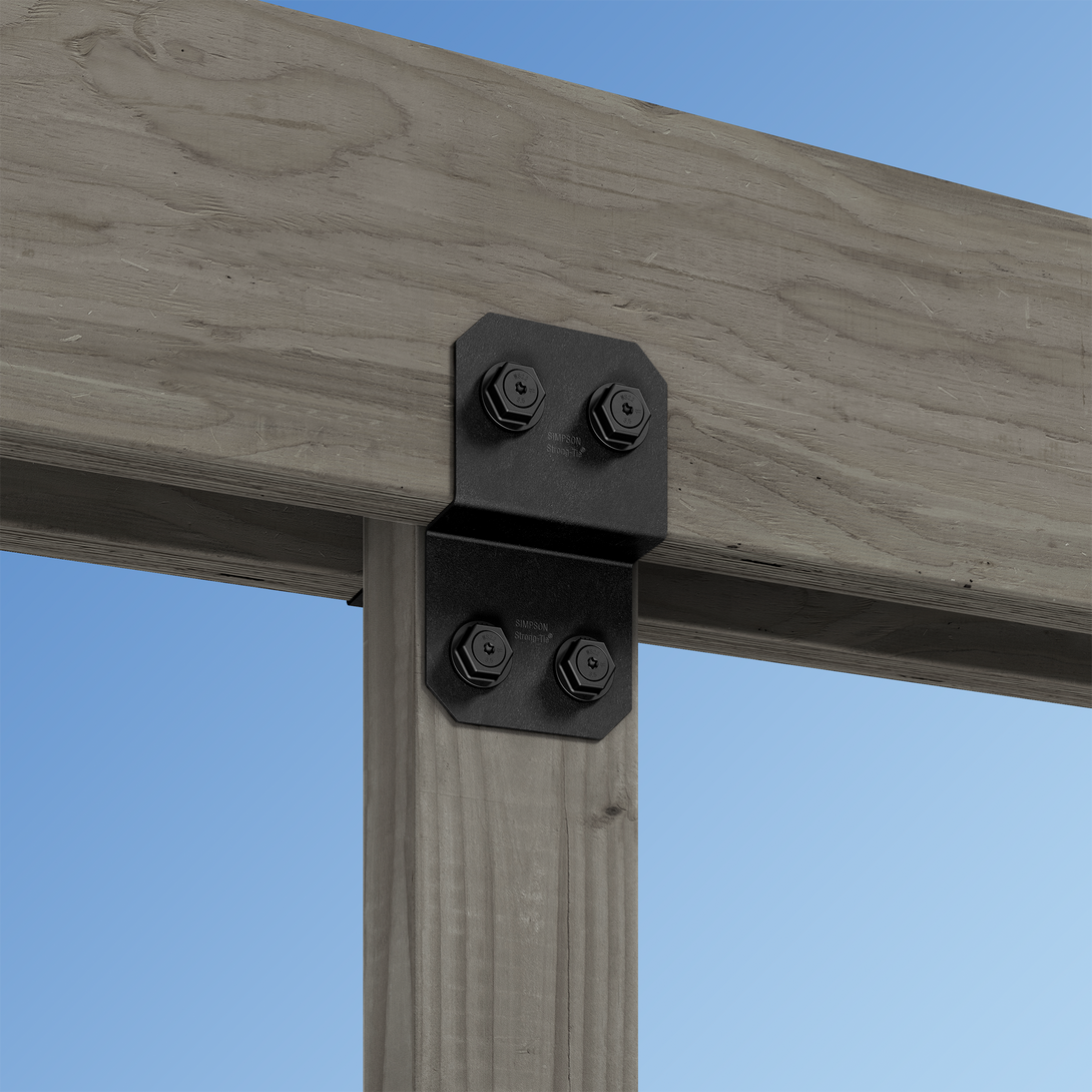 Simpson APVDJT1.75-6 Outdoor Accents Avant Collection 5 in. ZMAX, Black Powder-Coated Deck Joist Tie for 1-3/4 in. Wood