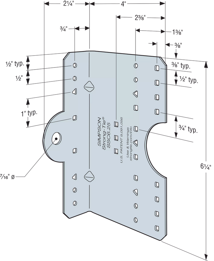 Simpson SSC6.25-R30 SSC 6-1/4 in. 14-Gauge Galvanized Steel-Stud Clip 30-Qty