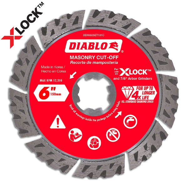 Diablo DDX060SET101C 6" Diamond Segmented Turbo Masonry Cut-Off with X-LOCK arbor