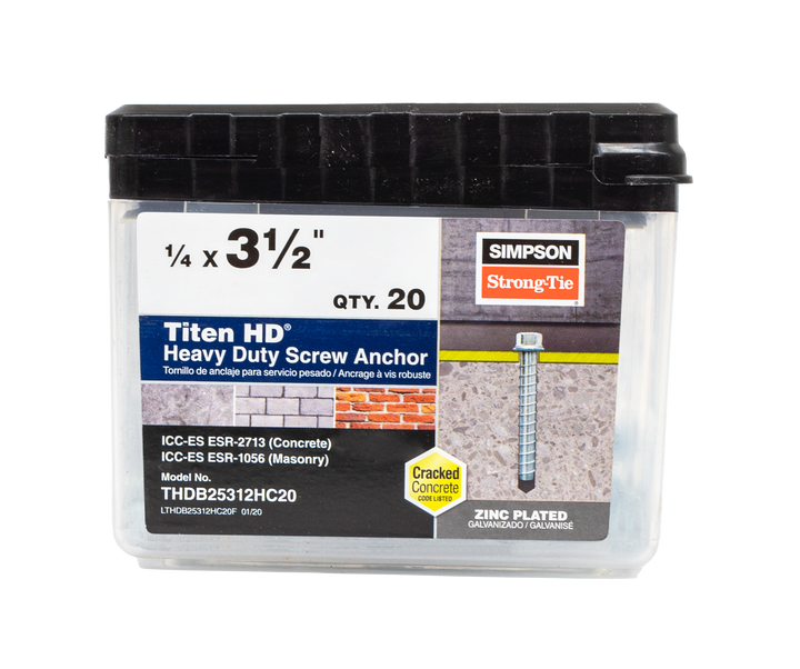 Simpson THDB25312H Titen HD 1/4 in. x 3-1/2 in. Heavy-Duty Screw Anchor 50-Qty