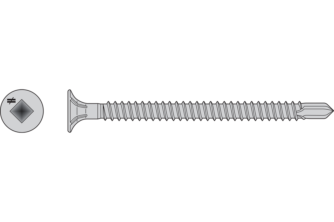 Simpson F08T162WDB Self-Drilling Fiber-Cement Screw — #8 x 1-5/8 in. #2 Square Drive, Type 410 3000-Qty