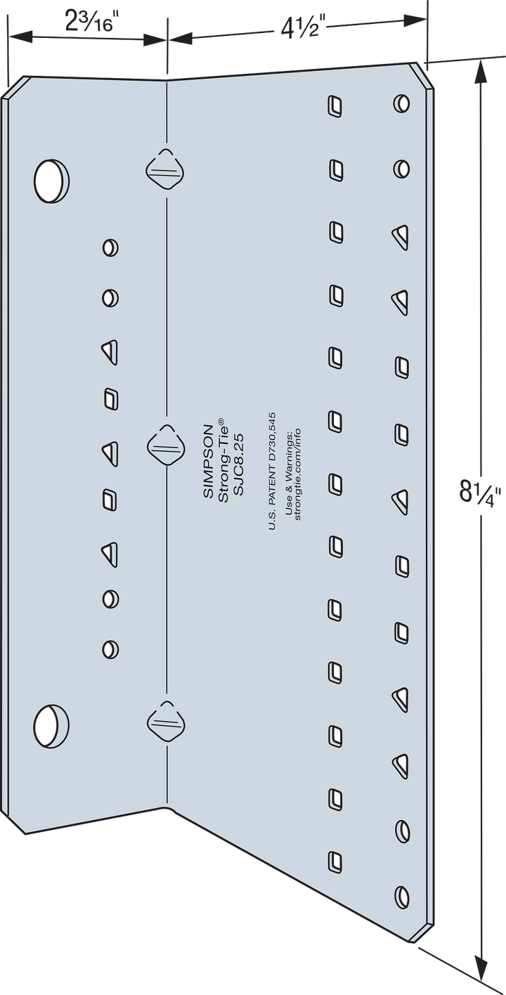 Simpson SJC8.25-R15 SJC 2 in. x 4-1/2 in. x 8-1/4 in. 14-Gauge Galvanized Steel-Joist Connector 15-Qty