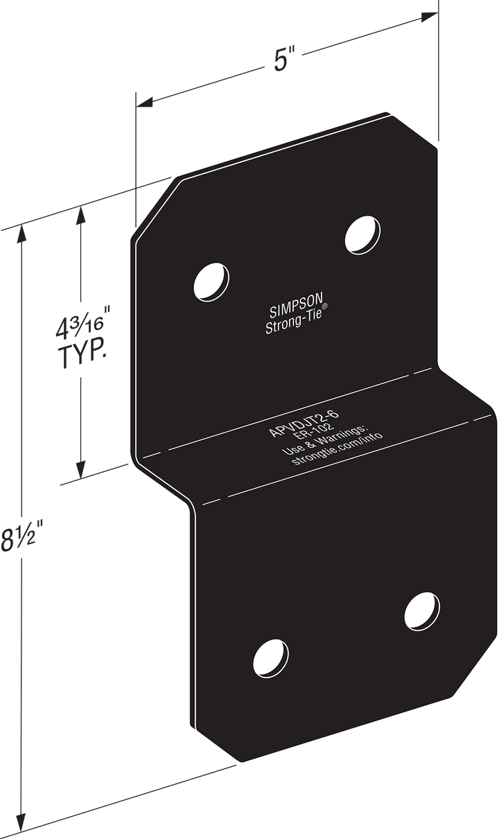 Simpson APVDJT2-6 Outdoor Accents Avant Collection 5 in. ZMAX, Black Powder-Coated Deck Joist Tie for 2x