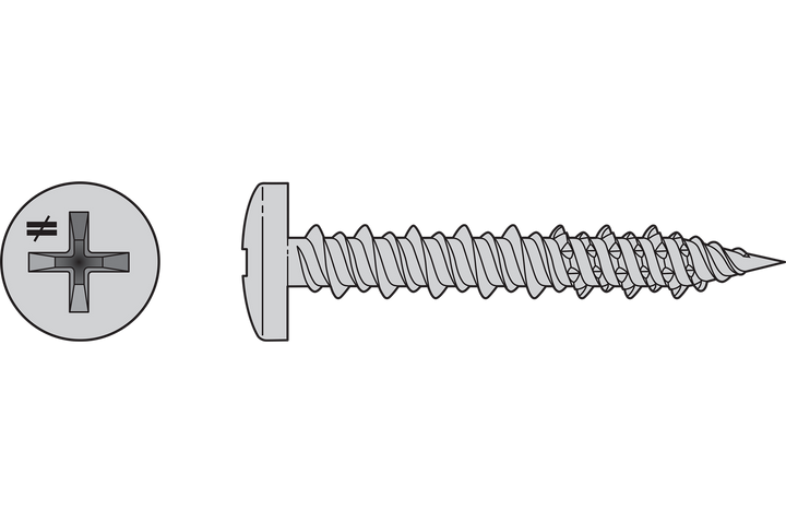 Simpson T10J100PXM Marine Screw, Pan Head — #10 x 1 in. #2 Phillips Drive, Type 316 1000-Qty