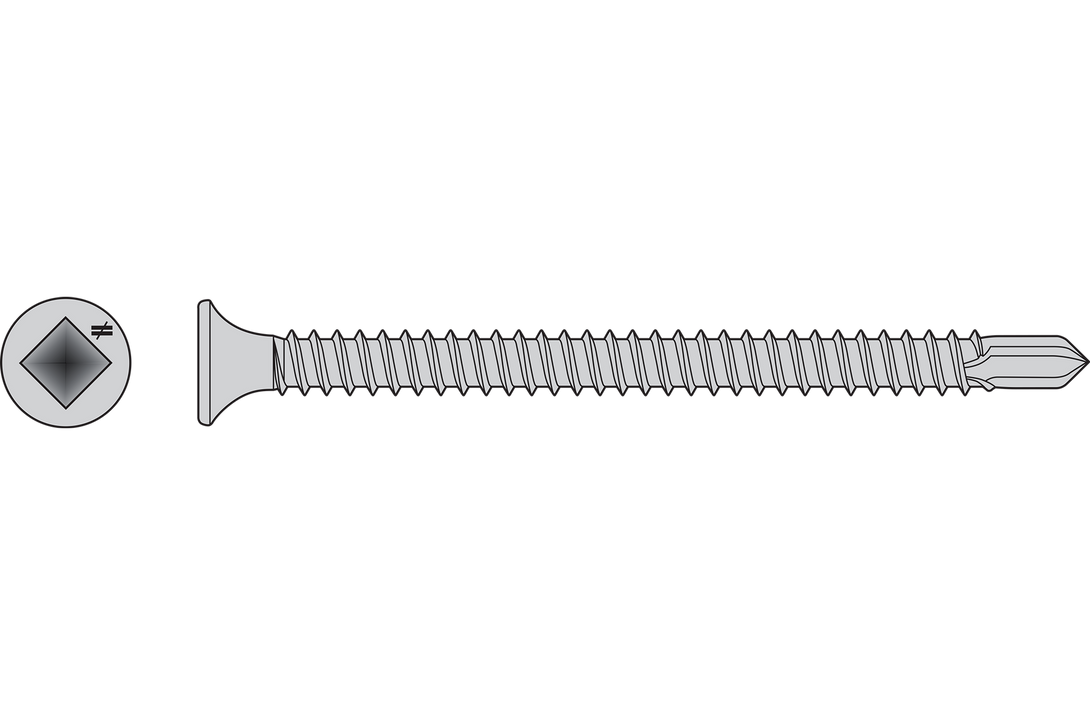 Simpson F08T162BDM Self-Drilling Bugle-Head Screw — #8 x 1-5/8 in. #2 Square Drive, Type 410 1000-Qty