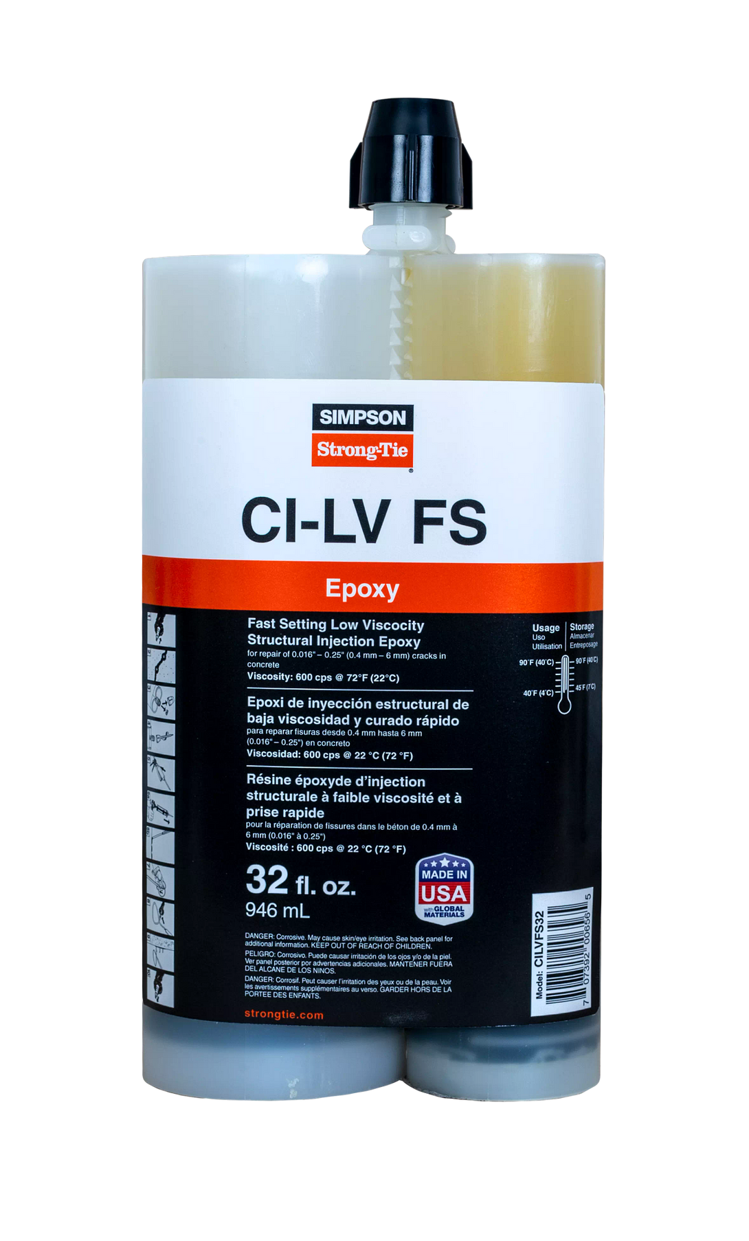 Simpson CILVFS32 CI-LV FS Fast-Setting Low-Viscosity Structural Injection Epoxy 32 oz.