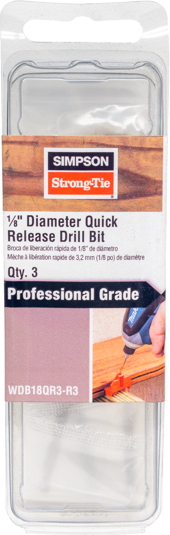 Simpson WDB18QR3-R3 EB-TY 1/8 in. x 3 in. Quick-Release Wood Drill Bit 3-Qty