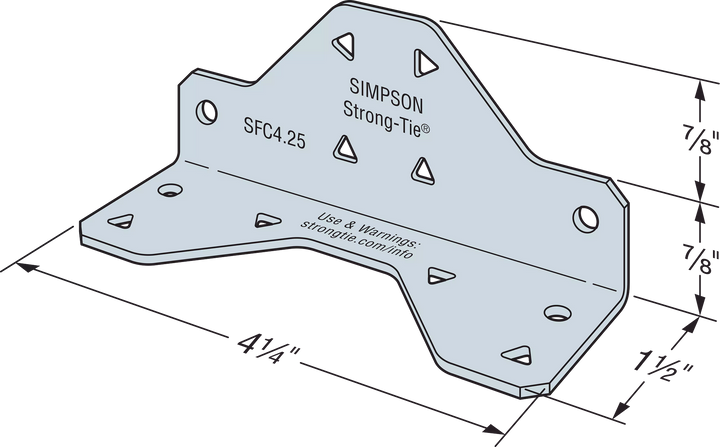 Simpson SFC4.25-R175 SFC 1-1/2 in. x 1-3/4 in. x 4-1/4 in. Steel Framing Connector 175-Qty