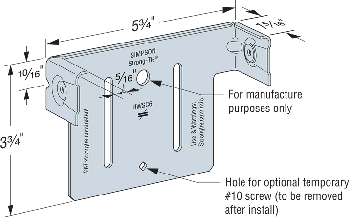 Simpson HWSC6-KT HWSC 5-3/4 in. Head-of-Wall Slide-Clip Connector w/ Screws 50-Qty