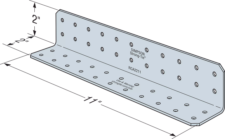 Simpson RCA2211/54-R45 RCA 2 in. x 2 in. x 11 in. 16-Gauge Galvanized Rigid Connector Angle 45-Qty