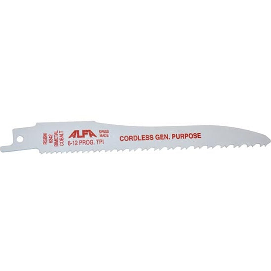 ALFA Tools RSBM6342 6" 6-12 TAMPERPROOF CORDLESS RECIPROCATING SAW BLADE GENERAL PURPOSE 50/pack