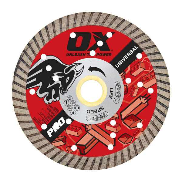 OX Tools OX-PU10-4.5 Pro Universal Diamond Blade | Diameter: 4.5" / 114mm | Bore: 7/8" - 5/8" / 22mm - 15mm