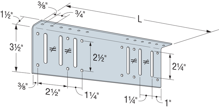 Simpson HYS12/68-KT25 HYS 12 in. 14-Gauge Bypass Hybrid Strut 25-Qty