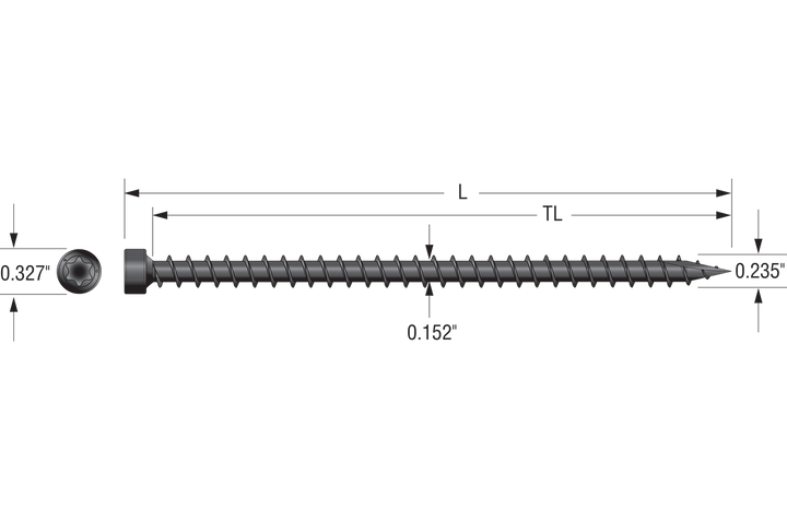 Simpson SDWC15450-KT Strong-Drive SDWC TRUSS Screw — .155 in. x 4-1/2 in. T30 6-Lobe E-coat, Black 50-Qty