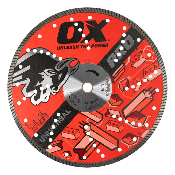 OX Tools OX-PU10-14 Pro Universal Diamond Blade | Diameter: 14" / 356mm | Bore: 1" - 20mm