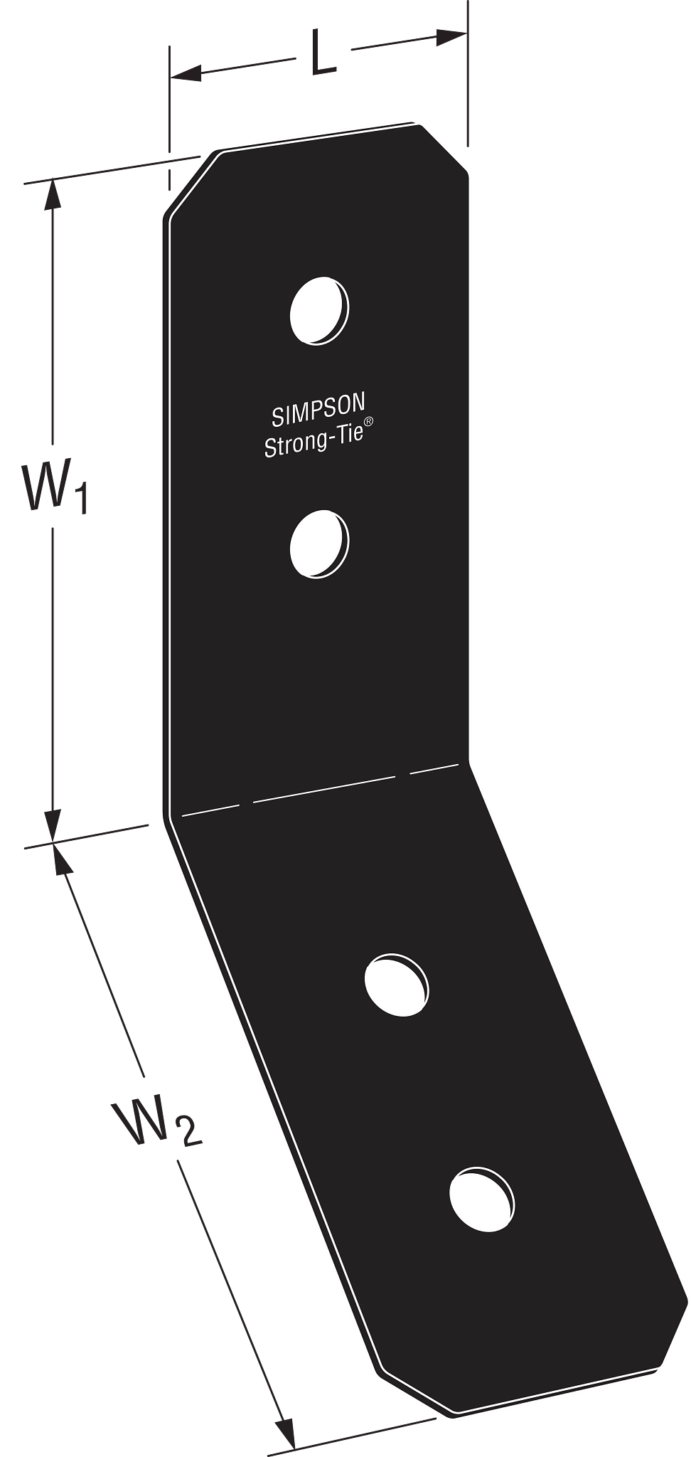 Simpson APVKB45-4 Outdoor Accents Avant Collection ZMAX, Black Powder-Coated Knee Brace Connector for 4x