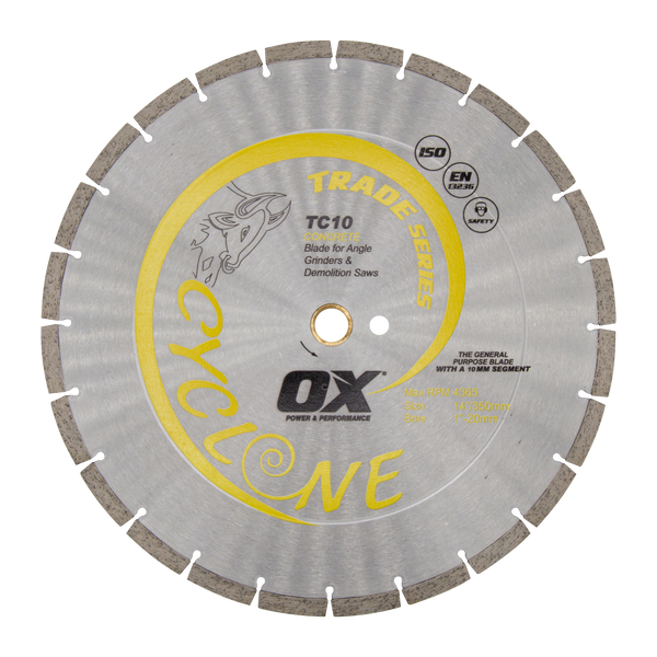 OX Tools OX-TC10-14 Trade General Purpose / Concrete Diamond Blade | Diameter: 14" / 356mm | Bore: 1" - 20mm